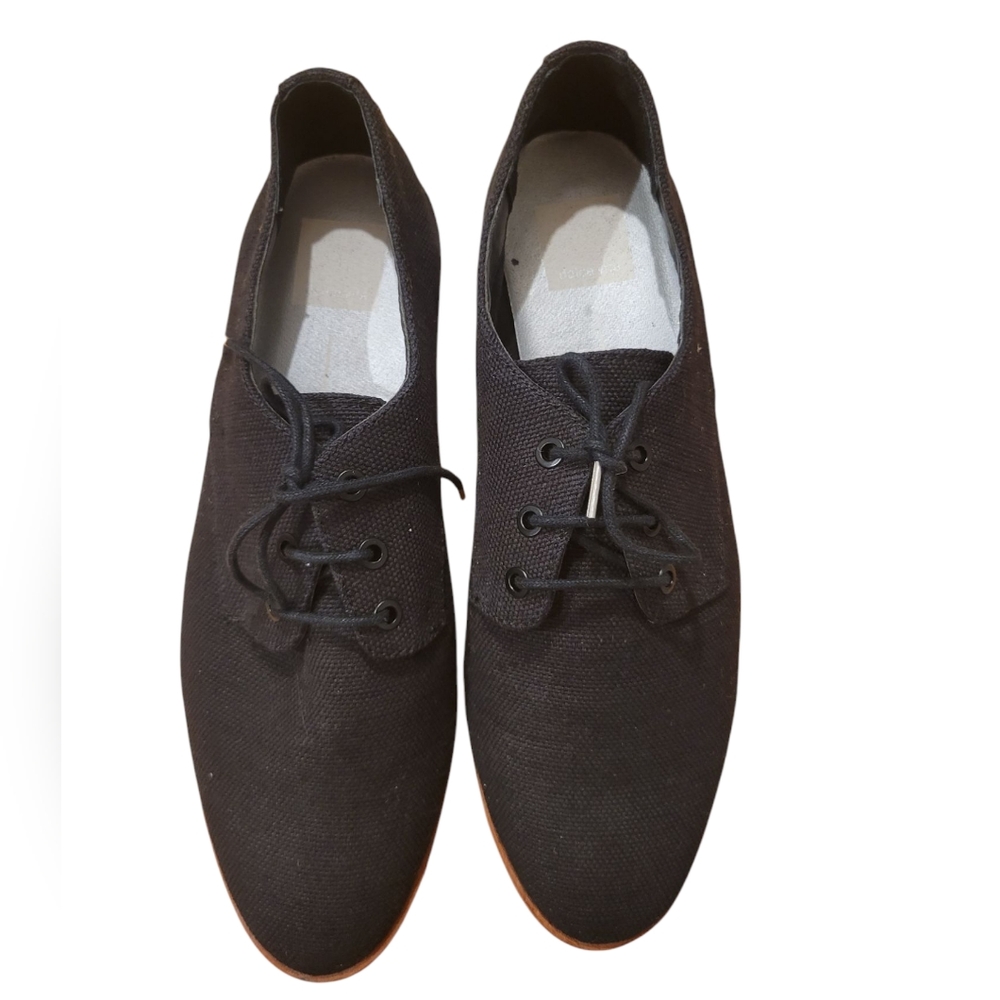 Dolce Vita Black Pixyl Oxford Flat canvas derby shoes Sz.9